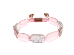 Nialaya Elegant Pink Gemstone Bracelet with Diamond Details