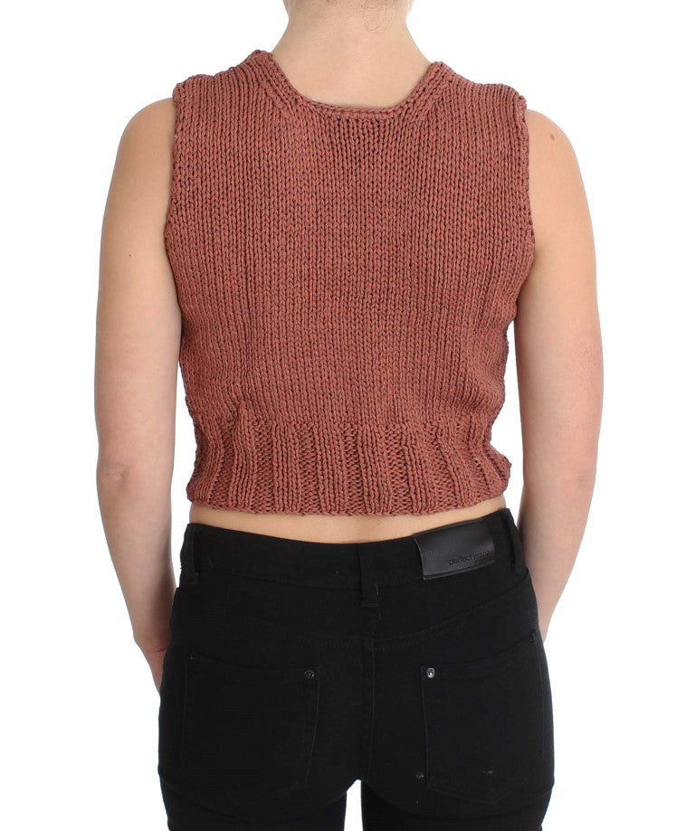 PINK MEMORIES Chic Red Sleeveless Knit Vest Sweater