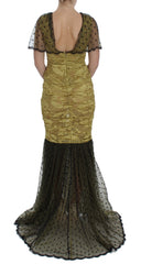 Dolce & Gabbana Yellow Floral Lace Sheath Dress