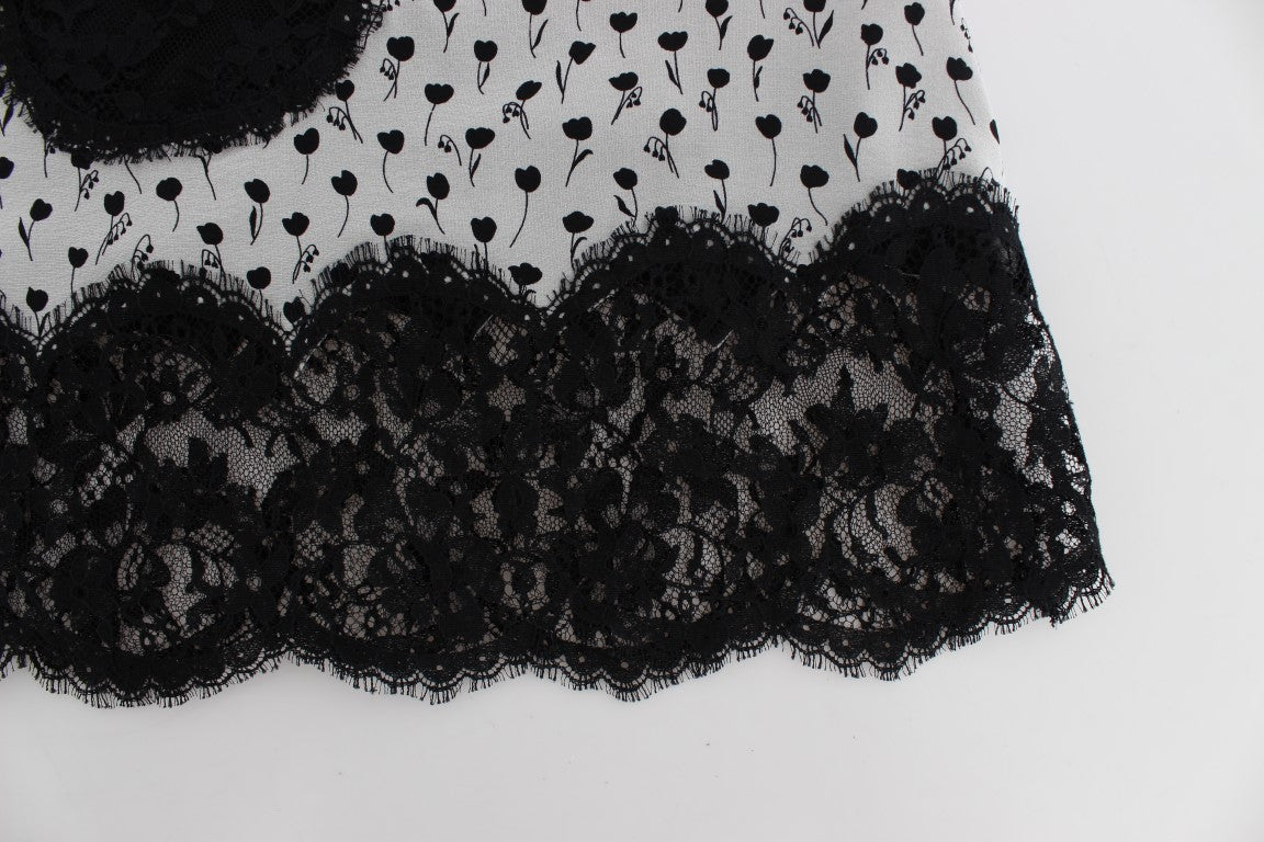 Dolce & Gabbana Black Silk Lace Babydoll Lingerie Top