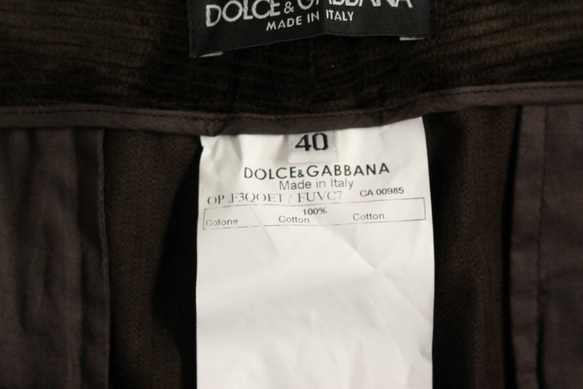 Dolce & Gabbana Brown Corduroys Straight Logo Casual Pants