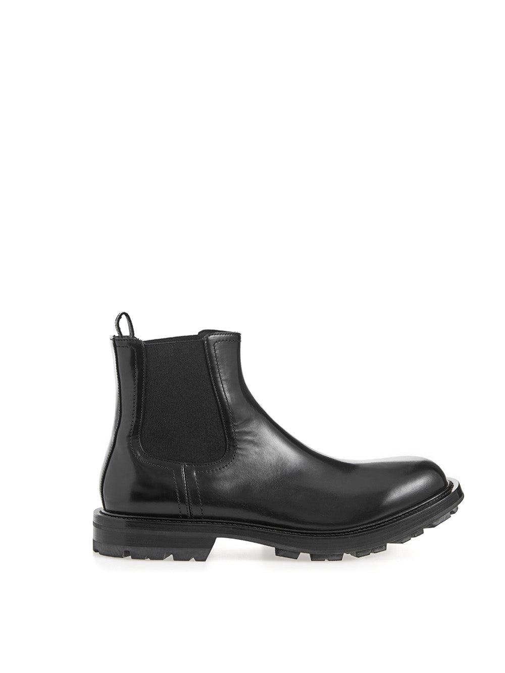 Alexander McQueen Black Leather Chelsea boots with Patent Leather Detail