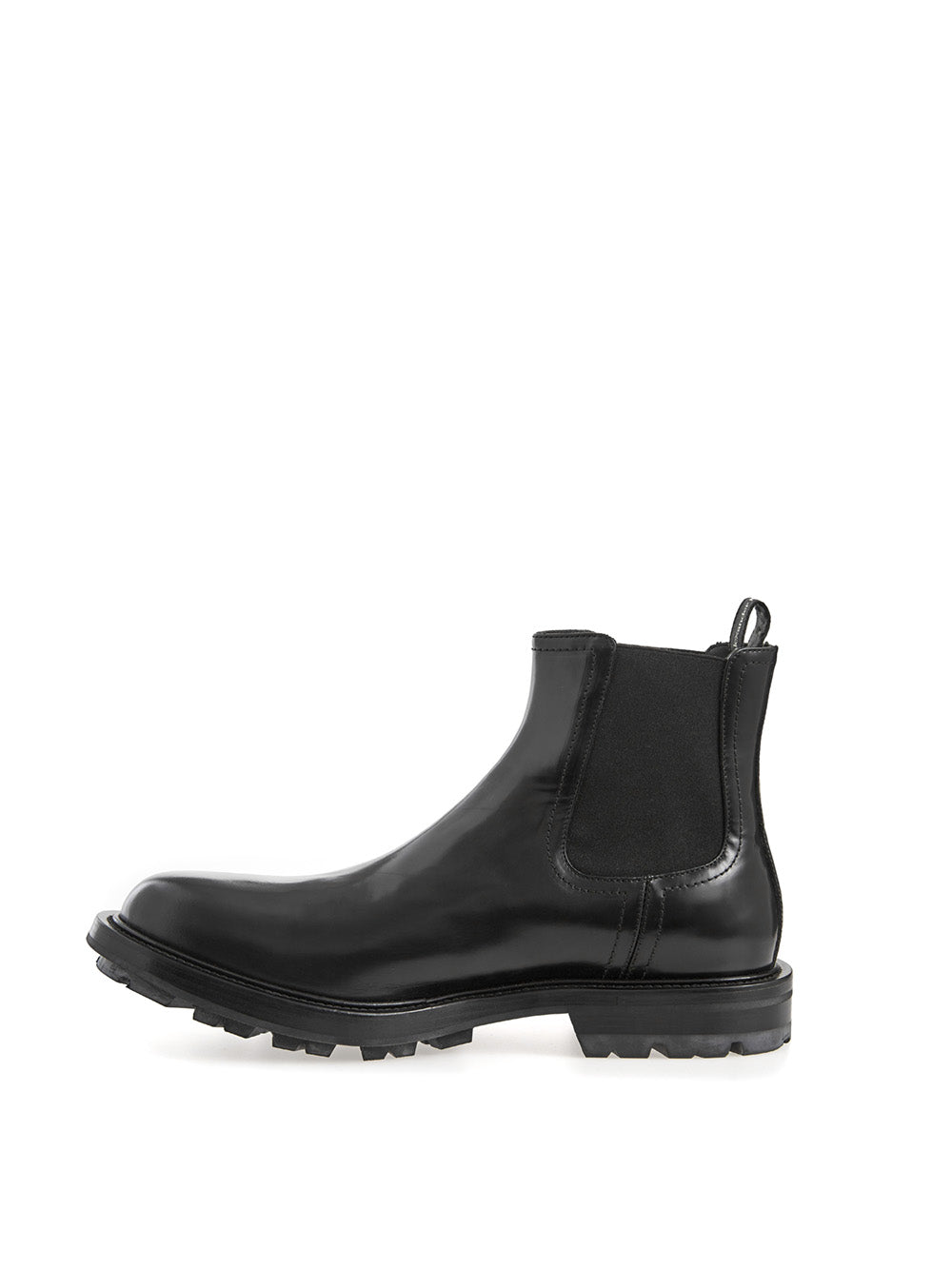 Alexander McQueen Black Leather Chelsea boots with Patent Leather Detail