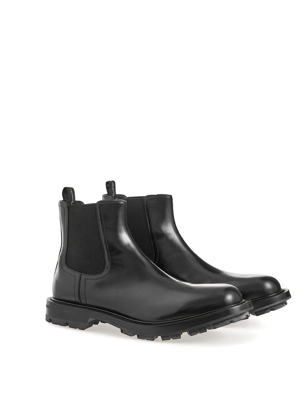 Alexander McQueen Black Leather Chelsea boots with Patent Leather Detail