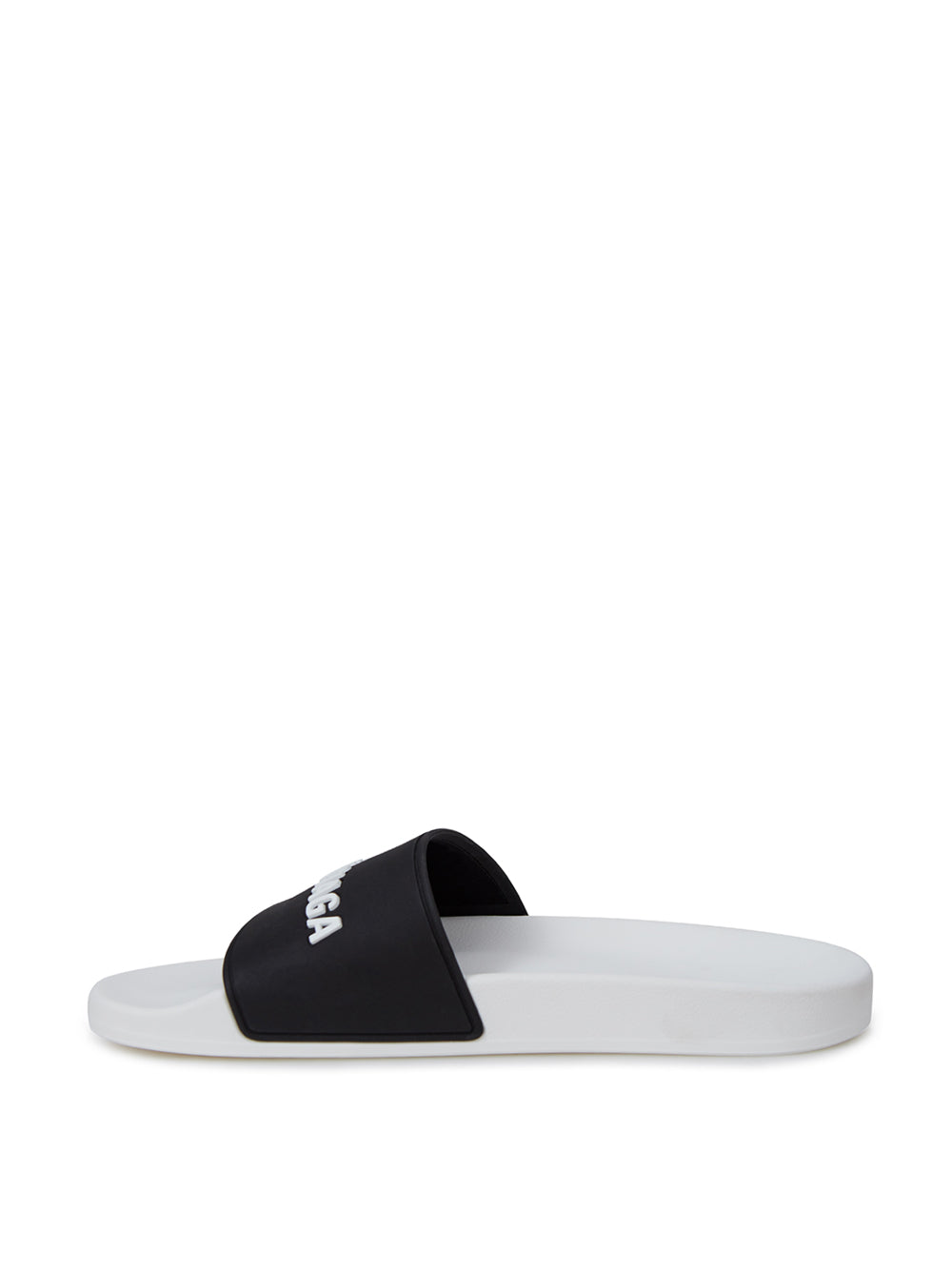 Balenciaga White/Black Pool Slide with Logo