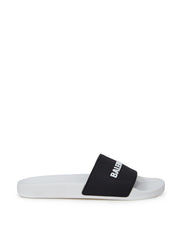 Balenciaga White/Black Pool Slide with Logo