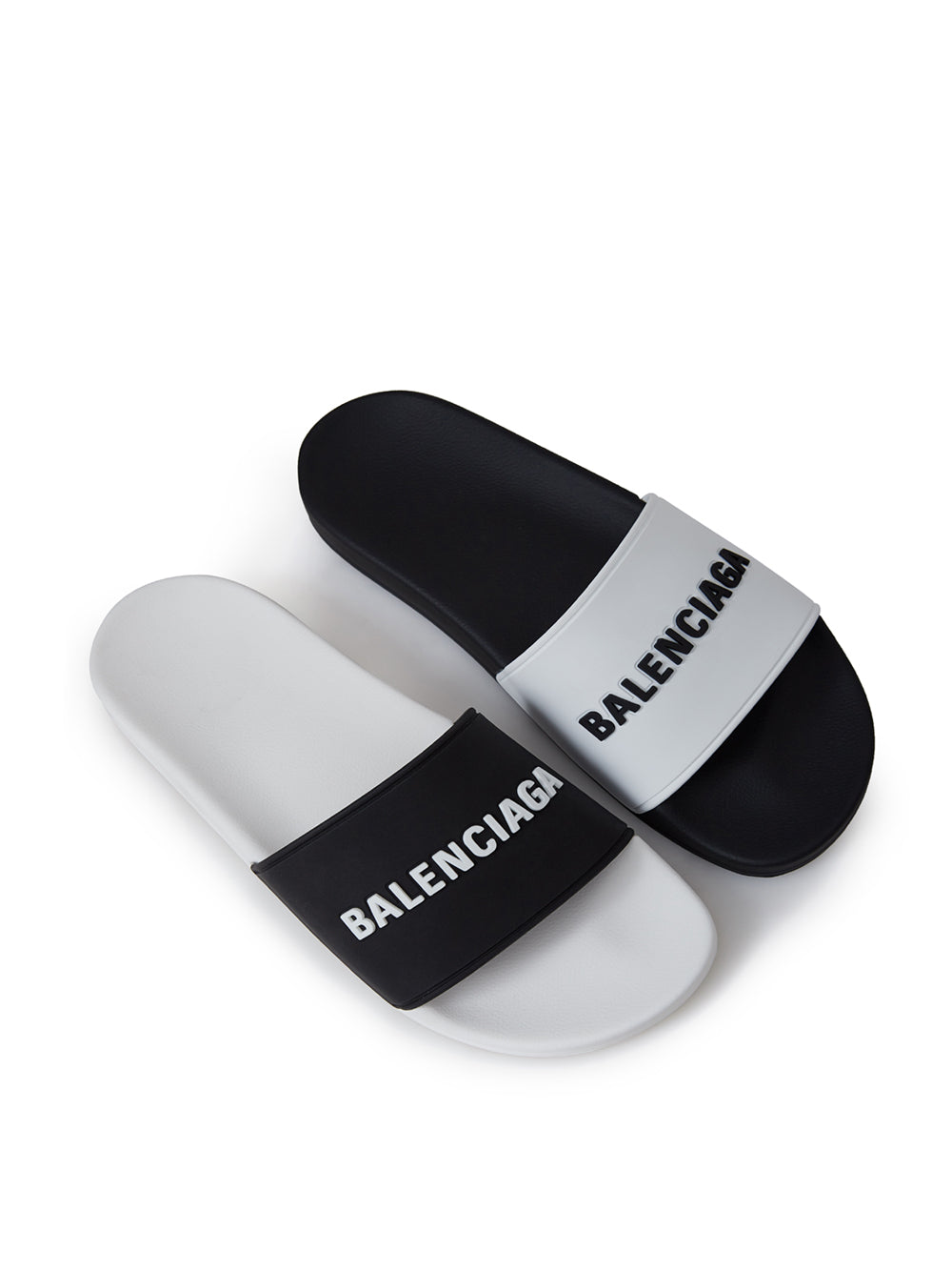 Balenciaga White/Black Pool Slide with Logo