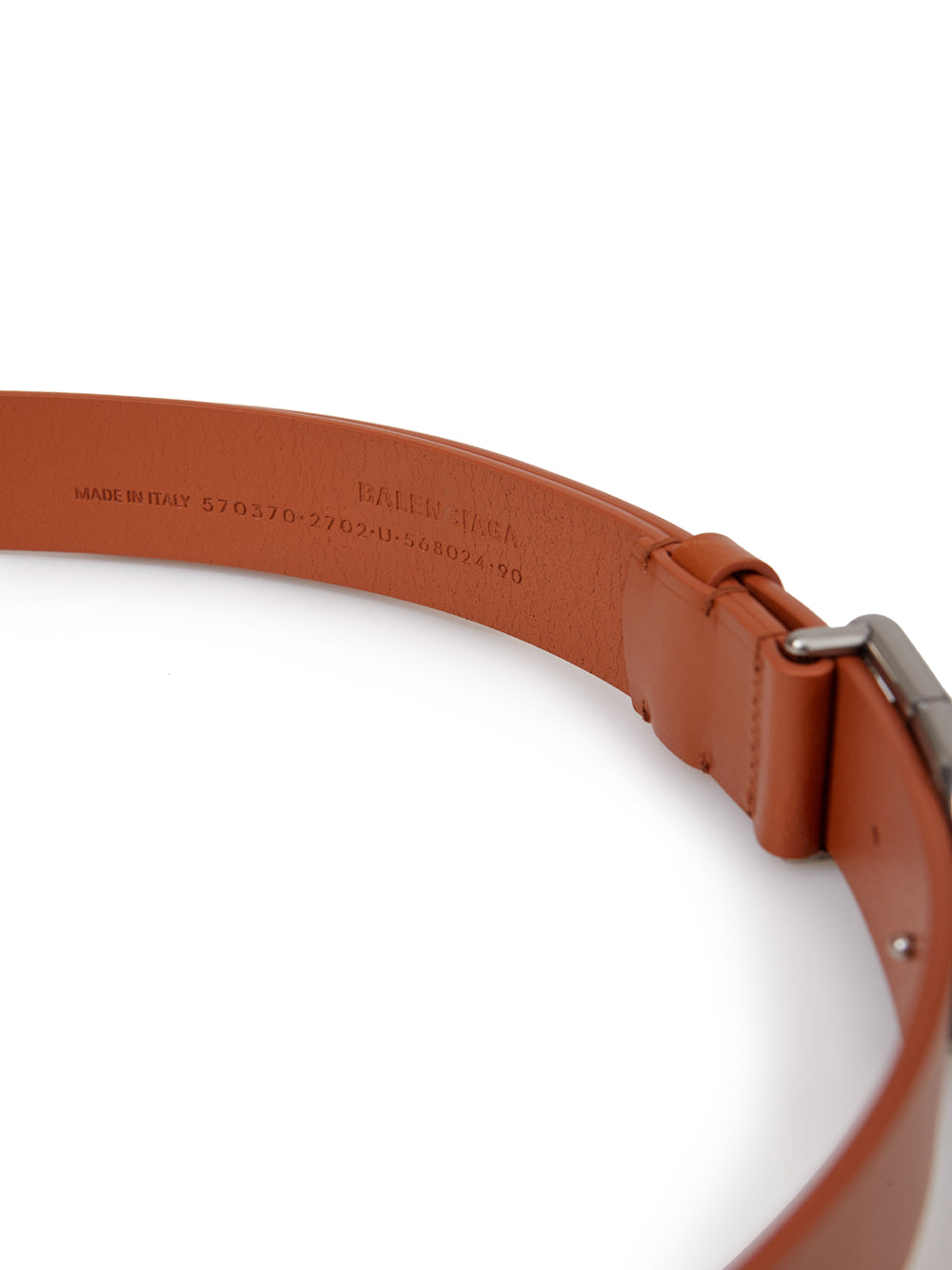 Balenciaga Brown Leather Logo Buckle Belt