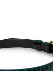 Balenciaga Green Croco Print Leather Belt