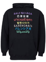 Balenciaga Black Hooded Sweatshirt with Colored Logo