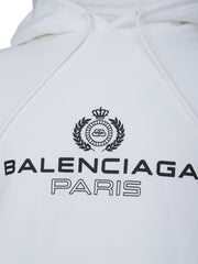 Balenciaga White Hooded Sweatshirt with Black Logo