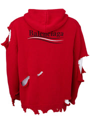 Balenciaga Red Ribbed Knit Sweater with Snags