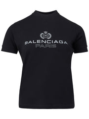 Balenciaga Black Viscose T-Shirt with White Logo