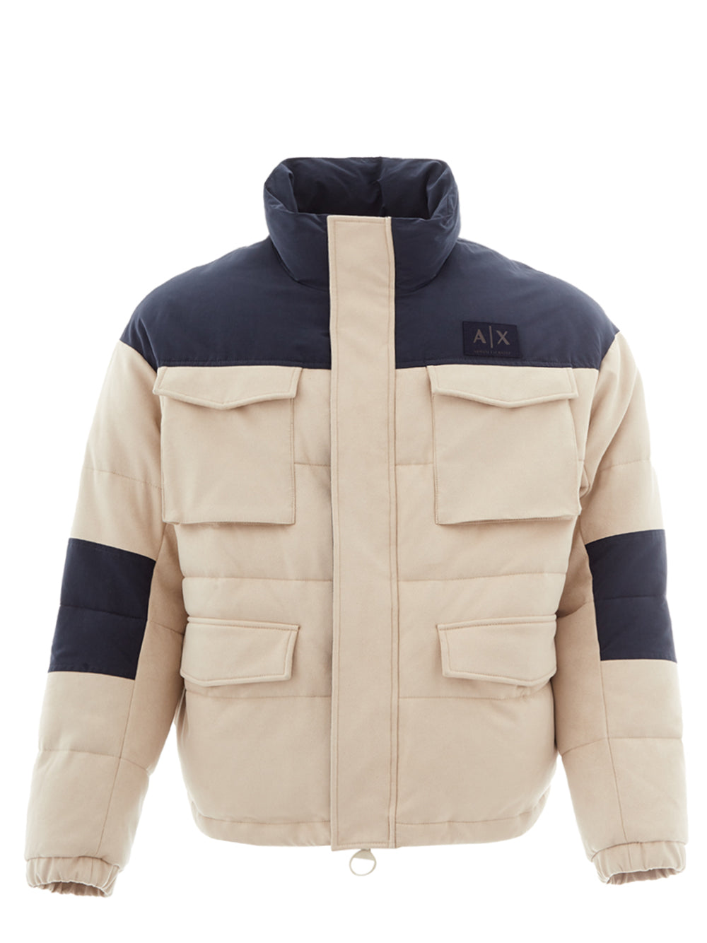 Armani Exchange Beige Puffy Jacket with Velvet Effect