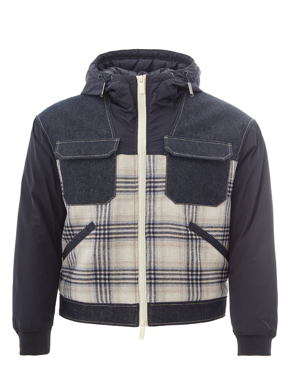 Armani Exchange Denim Quilted Jacket with Check Details
