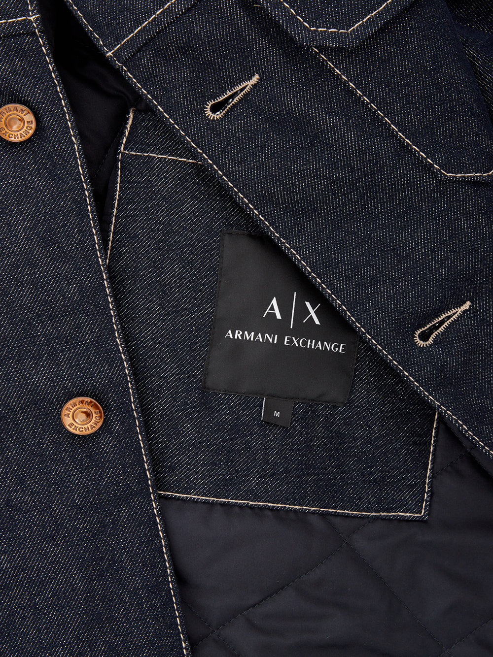 Armani Exchange Sherpa Detail Denim Quilted Jacket