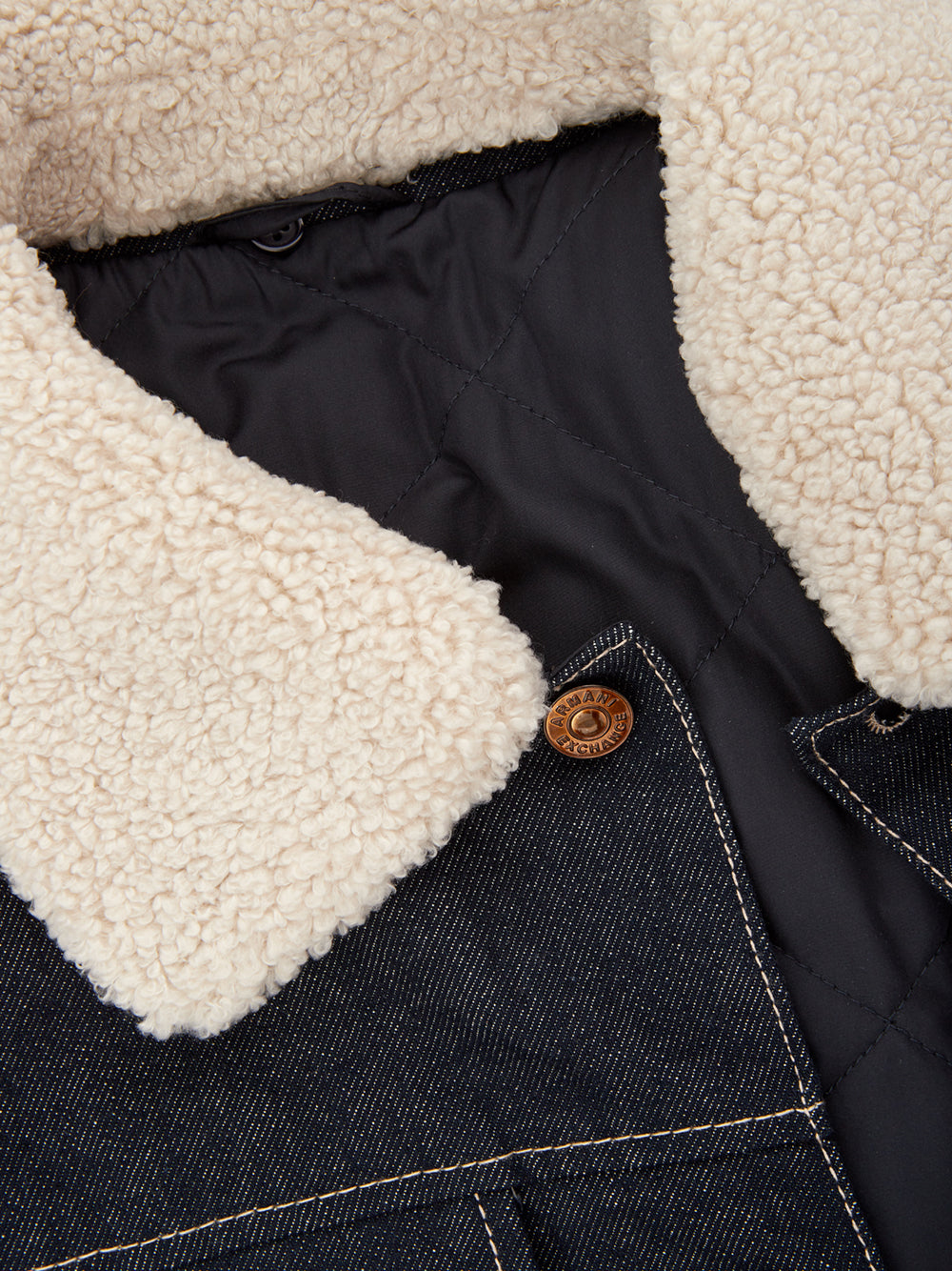 Armani Exchange Sherpa Detail Denim Quilted Jacket