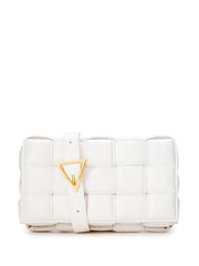 Bottega Veneta White Padded Cassette Leather Cross Body Bag