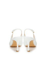 Bottega Veneta White Nappa Matelassé Slingback Décolleté