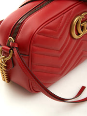 Gucci Red Leather Marmont Shoulder Bag