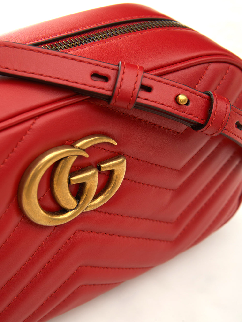 Gucci Red Leather Marmont Shoulder Bag