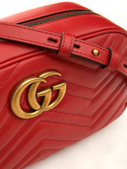 Gucci Red Leather Marmont Shoulder Bag