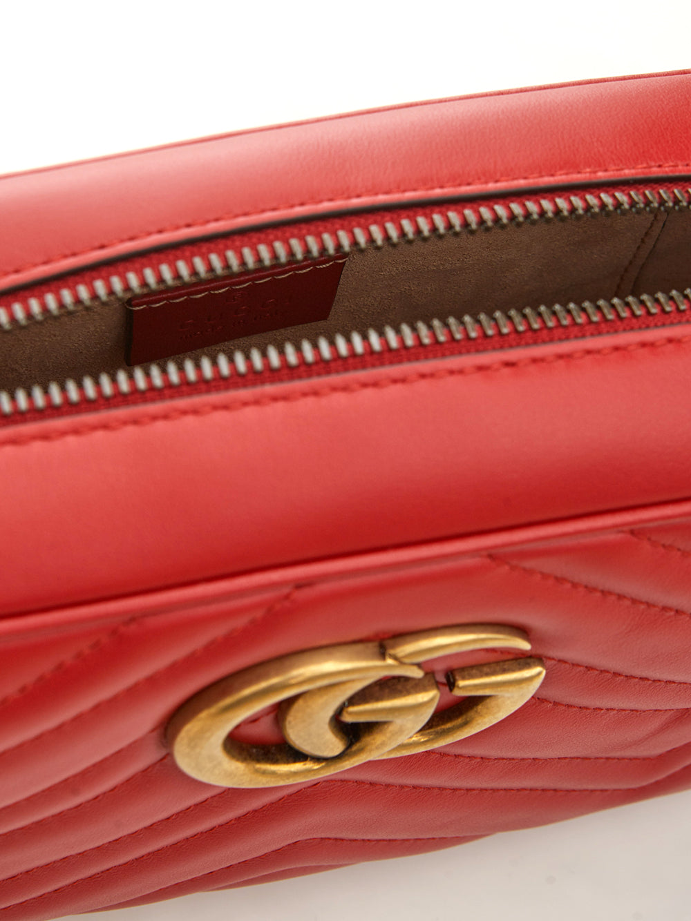 Gucci Red Leather Marmont Shoulder Bag