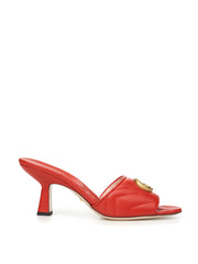 Gucci Red Leather Slider Matelassé Sandals