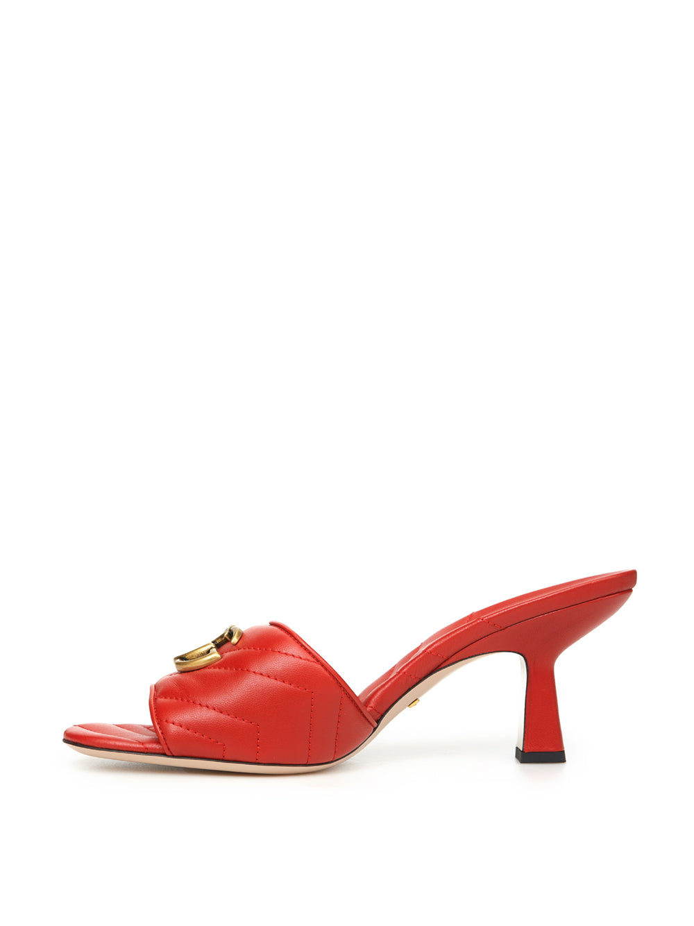 Gucci Red Leather Slider Matelassé Sandals