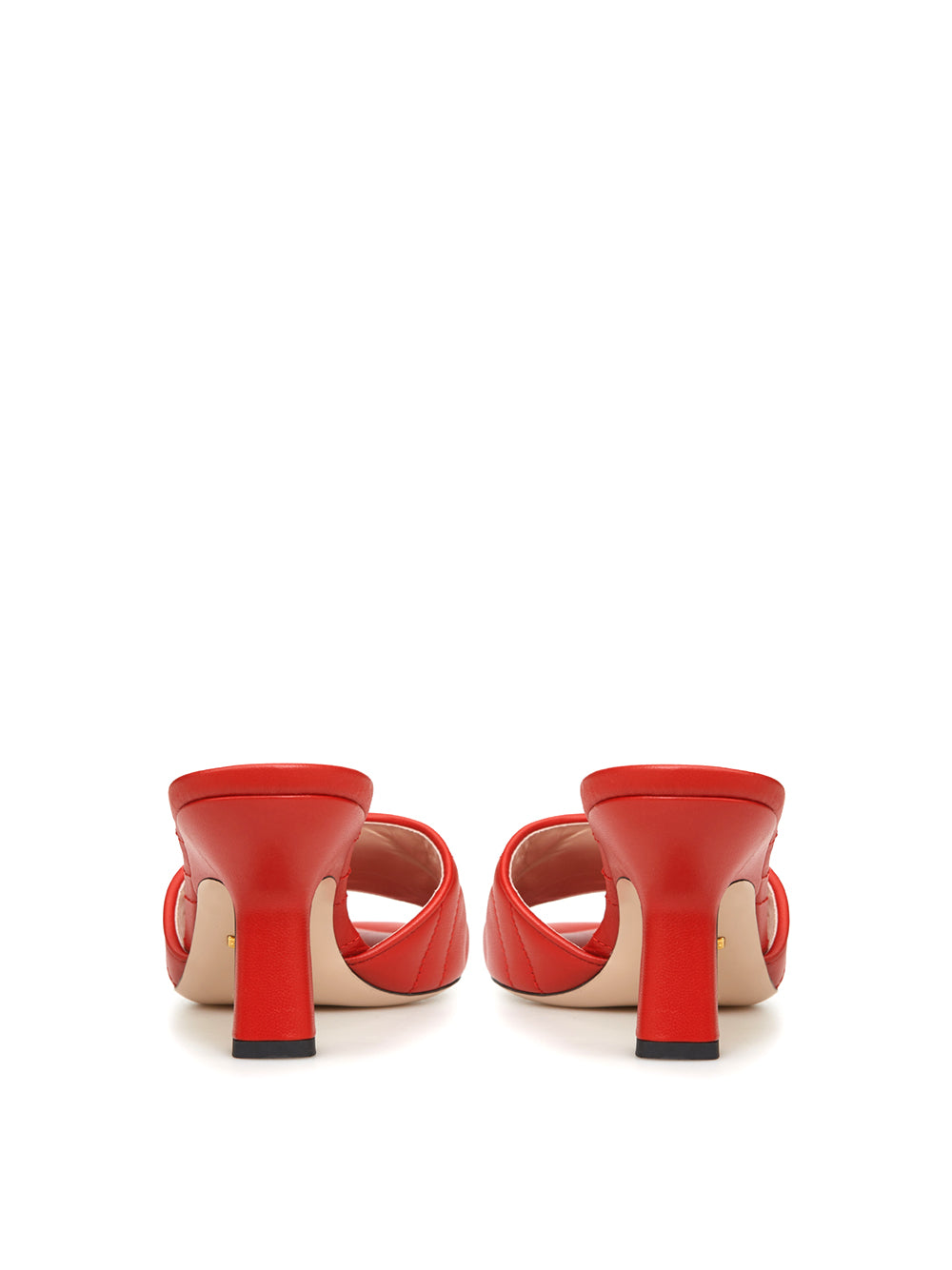 Gucci Red Leather Slider Matelassé Sandals