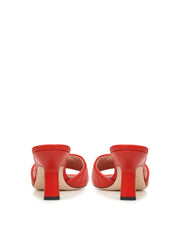 Gucci Red Leather Slider Matelassé Sandals