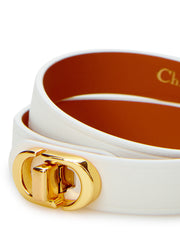 Dior White Leather Double Band CD Bracelet