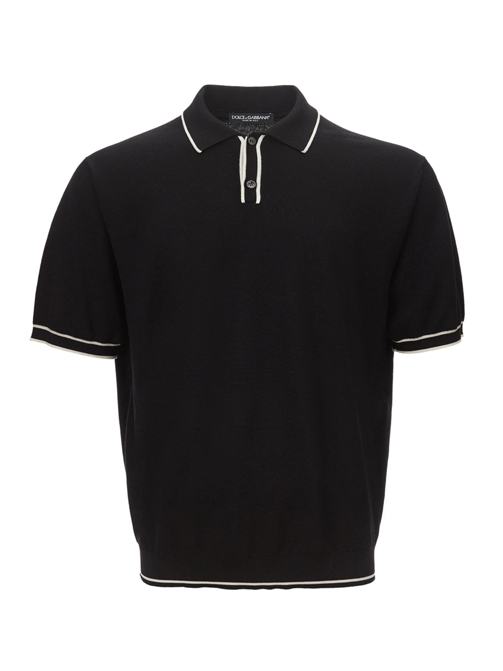 Dolce & Gabbana Black Knit Polo Shirt