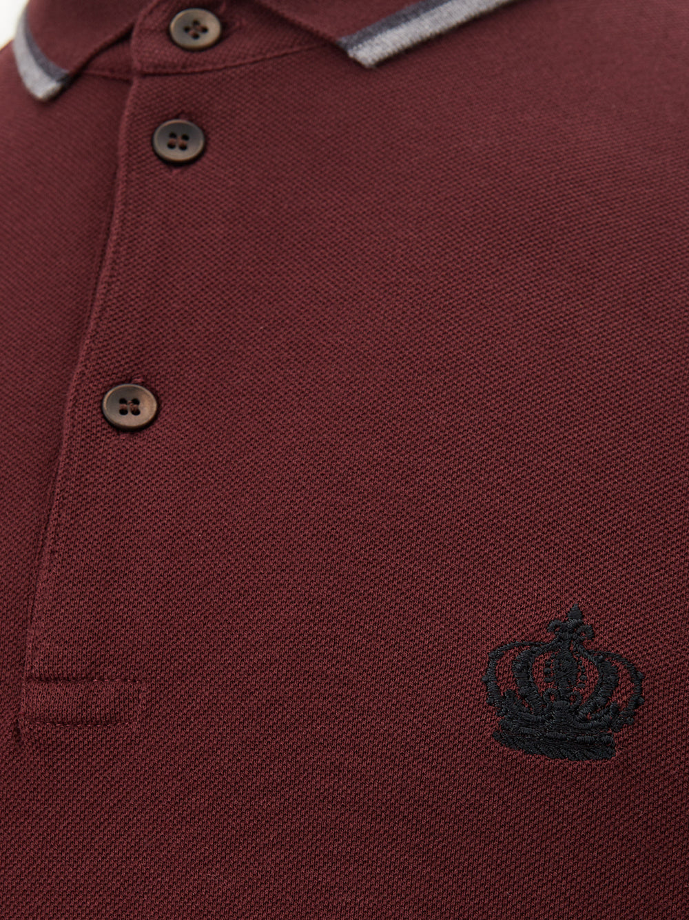 Dolce & Gabbana Bordeaux Cotton Polo Shirt with Crown Embroidery