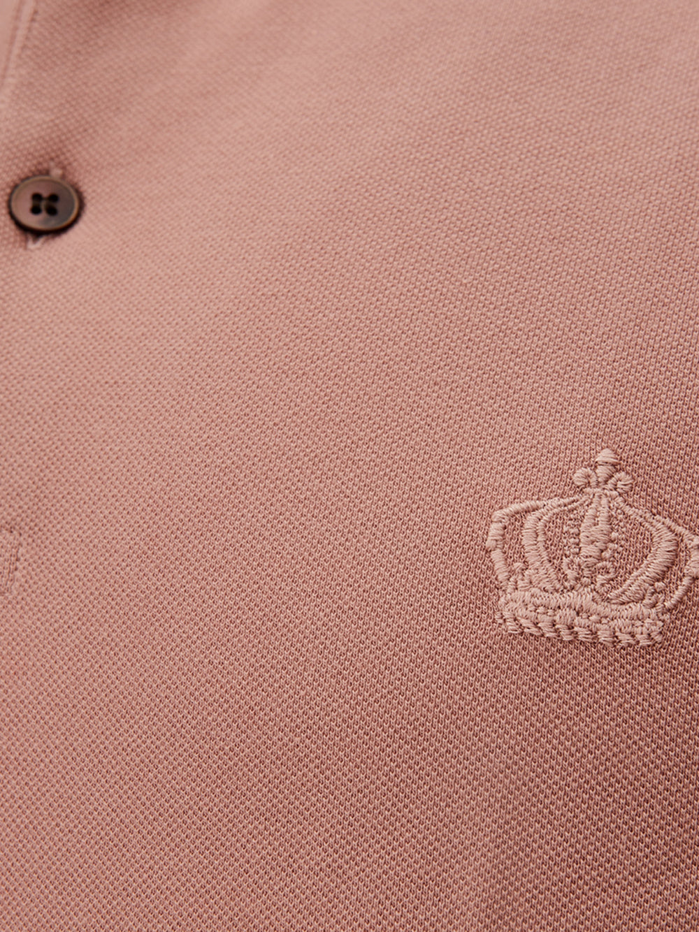 Dolce & Gabbana Antique Pink Cotton Polo Shirt with Crown Embroidery