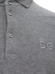 Dolce & Gabbana Grey Cotton Polo Shirt with Logo