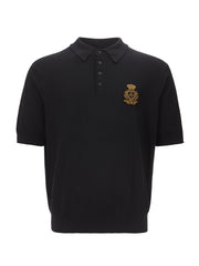 Dolce & Gabbana Black Honeycomb Knitwear 'Devotion' Polo Shirt