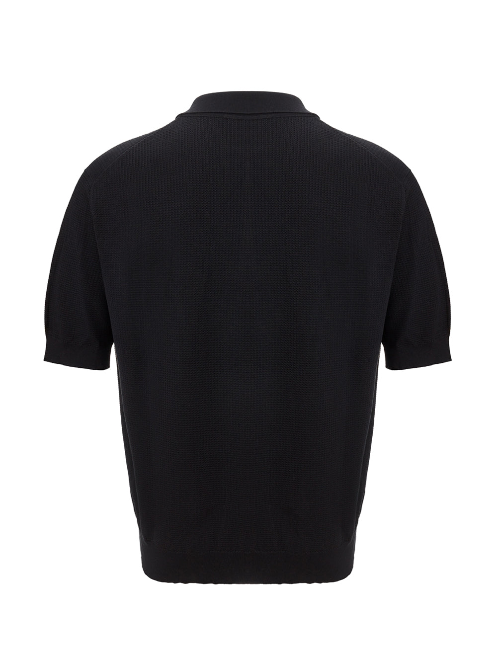 Dolce & Gabbana Black Honeycomb Knitwear 'Devotion' Polo Shirt