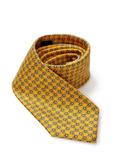 Ermenegildo Zegna Printed Yellow Silk Tie