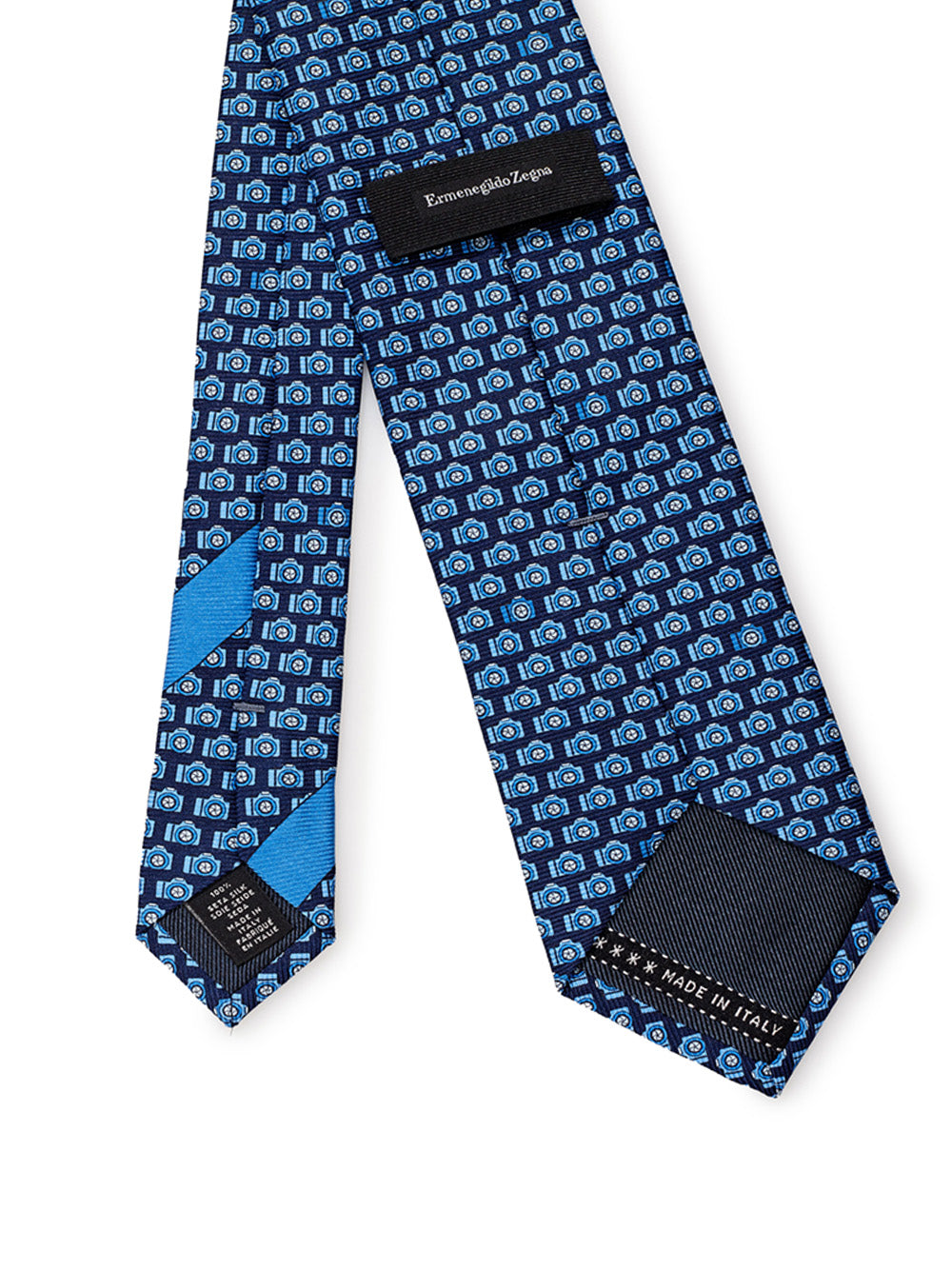 Ermenegildo Zegna Printed Blue Silk Tie