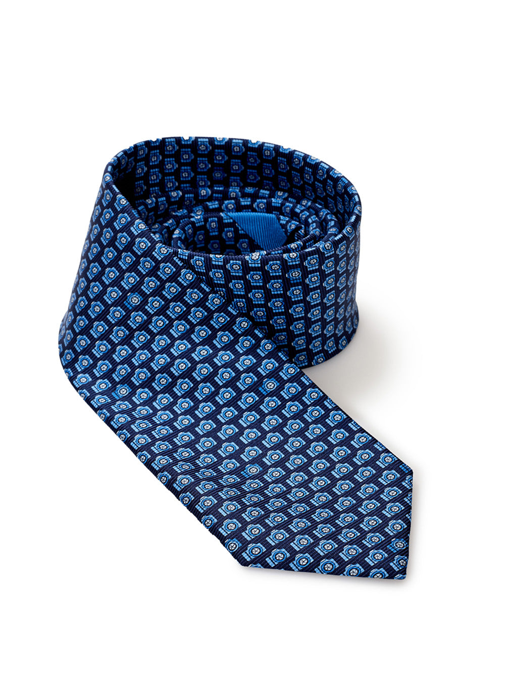 Ermenegildo Zegna Printed Blue Silk Tie