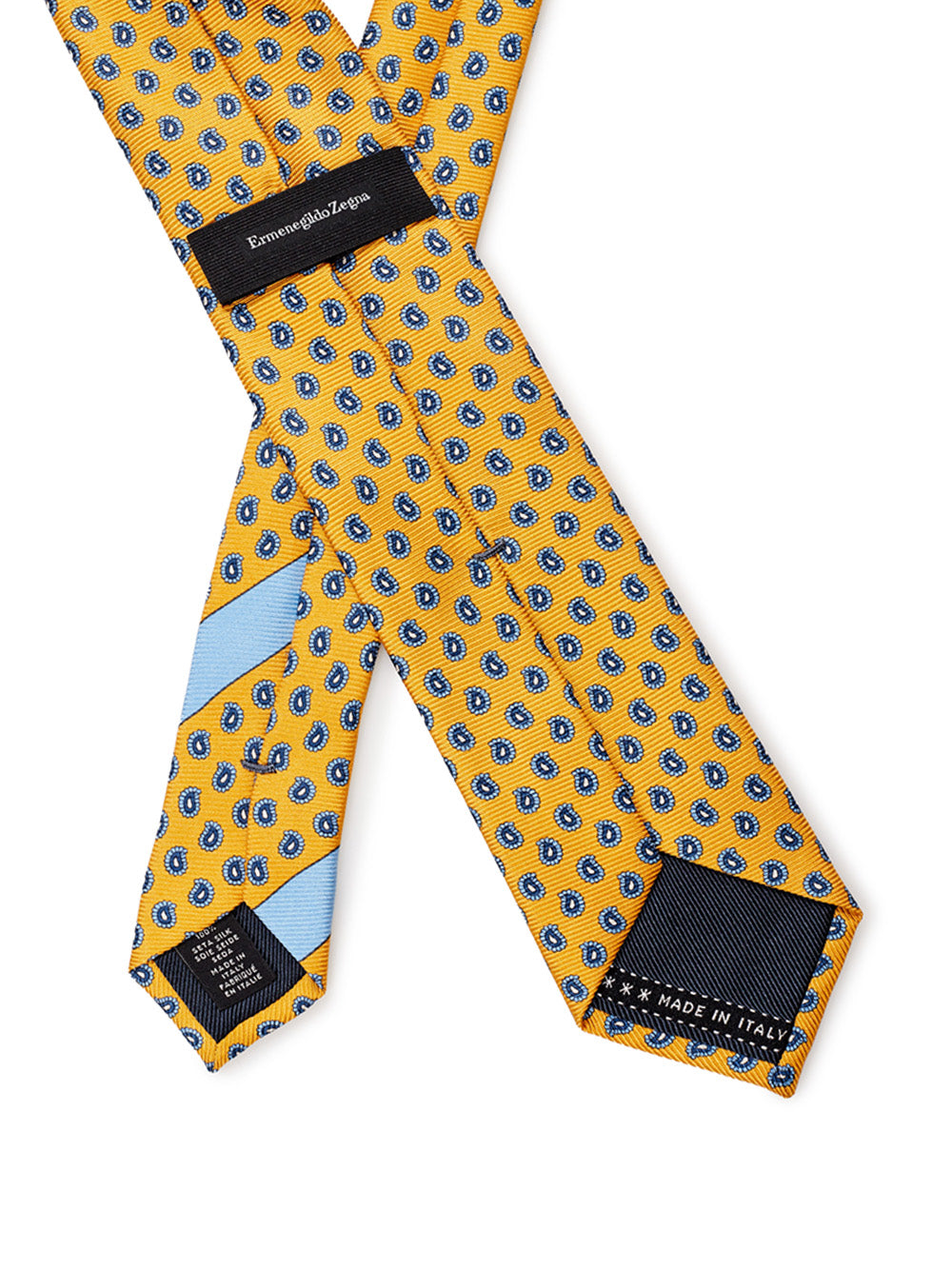 Ermenegildo Zegna Cashmere Print Yellow silk Tie