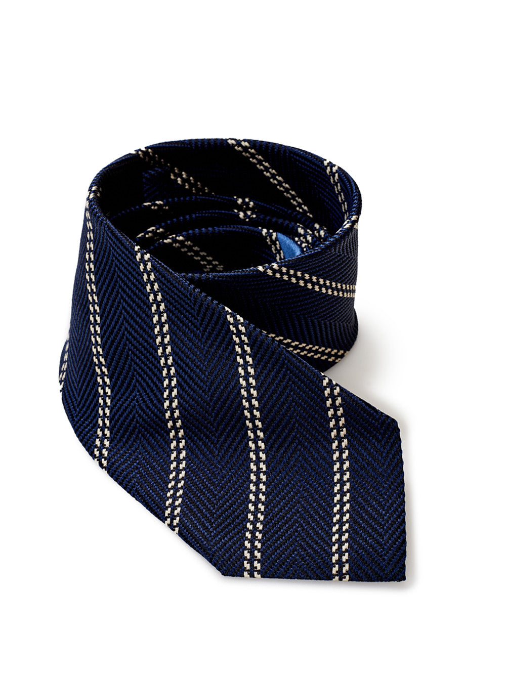 Ermenegildo Zegna Blue Silk Tie with Oblique Print