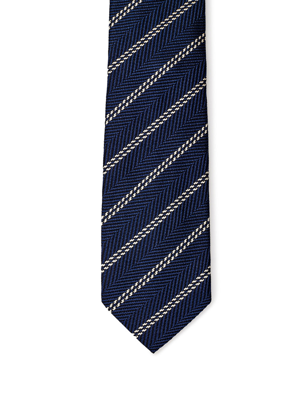 Ermenegildo Zegna Blue Silk Tie with Oblique Print