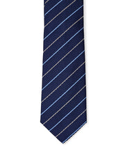 Ermenegildo Zegna Blue Silk Tie with Oblique Print