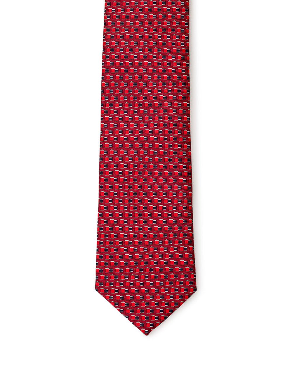 Ermenegildo Zegna Red silk Tie with Micro Print