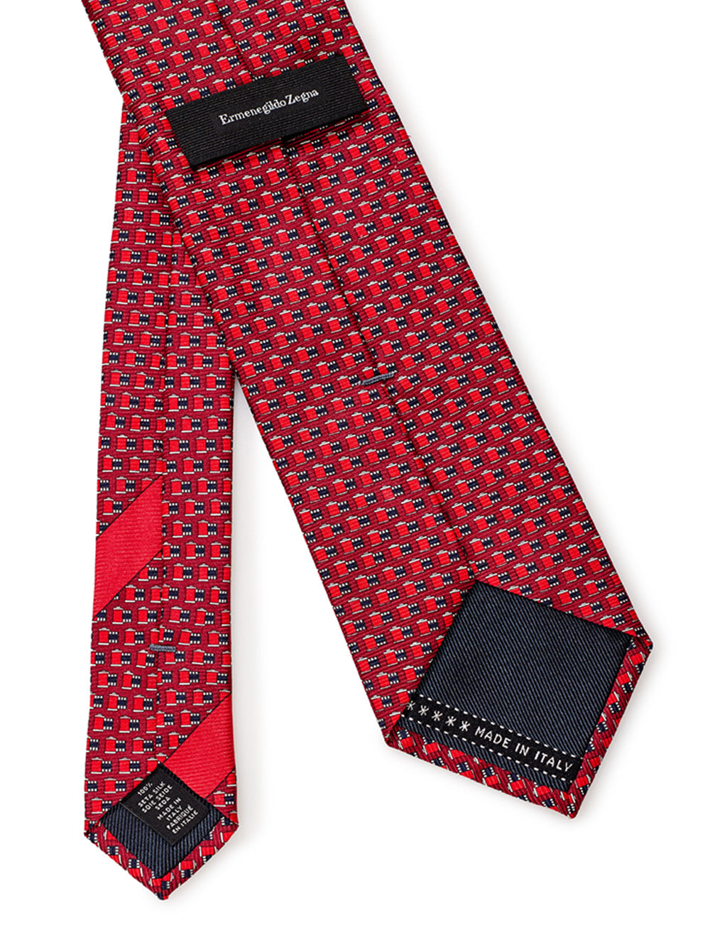 Ermenegildo Zegna Red silk Tie with Micro Print