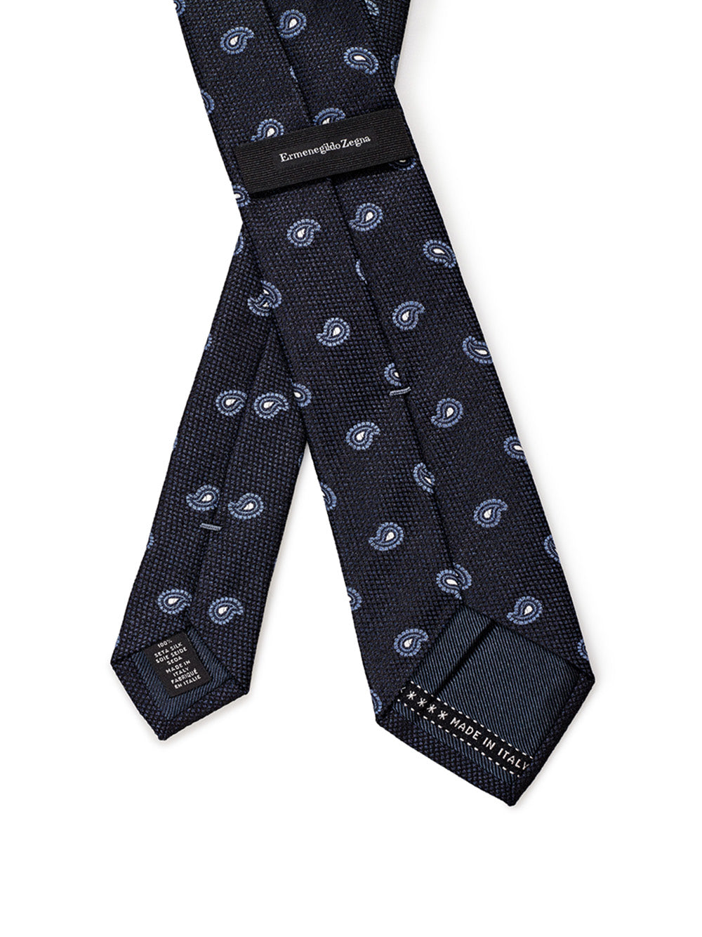 Ermenegildo Zegna Blu Silk Tie with Print