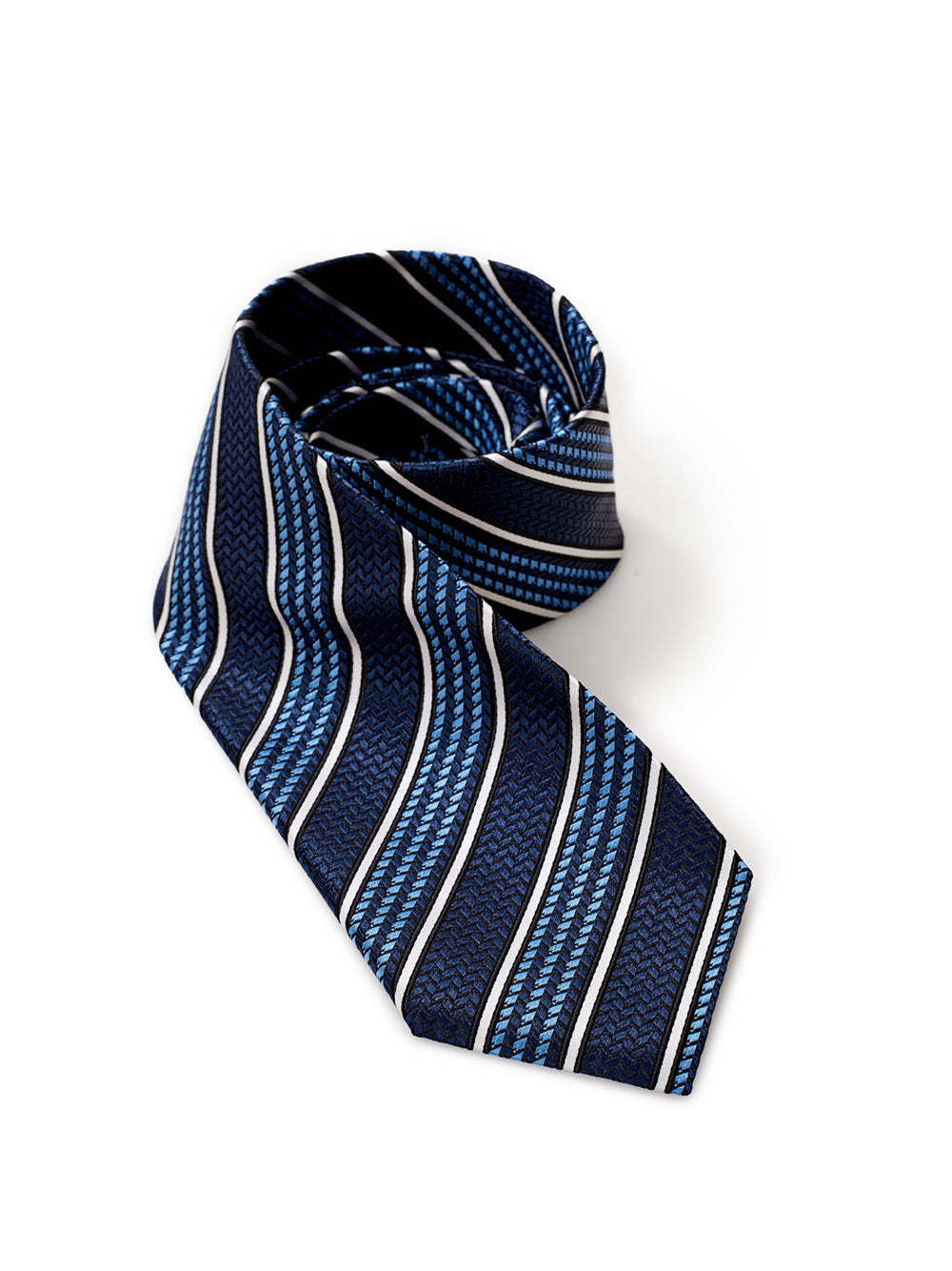 Ermenegildo Zegna Blu Silk Tie with oblique print