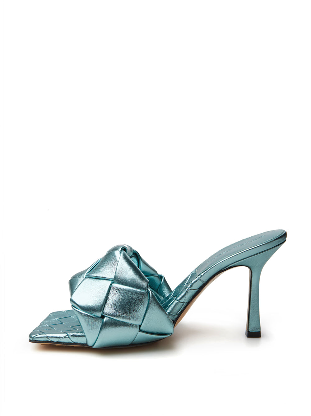 Bottega Veneta Light Blue Metal Mule 'Lido' Sandal
